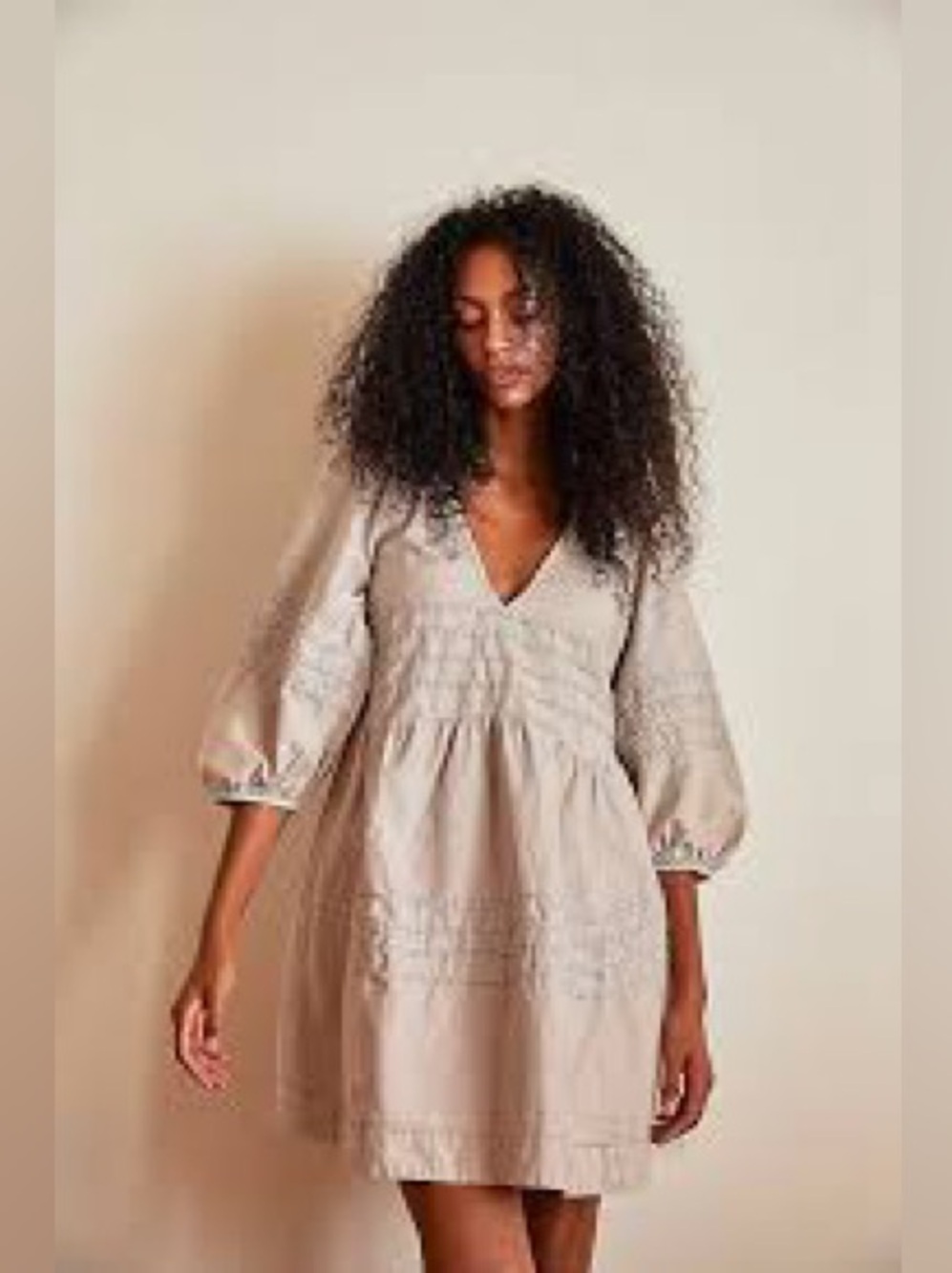 Free People Taupe V-Neck Sweet Surrender denim Mini Dress XS